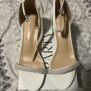 Women's White Pearl-Embellished Heels